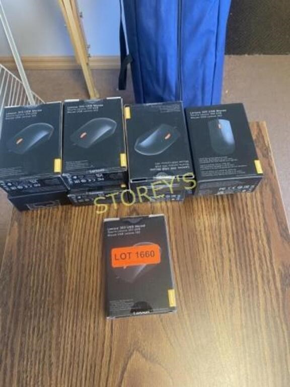 9 Boxes of Lenovo 300 USB Mouse's