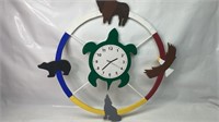 Wooden Indigenous art clock