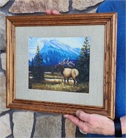 Oil Painting of a Bugling Elk by Gary Bassett
