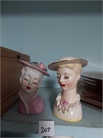 2 Pocelain Women's Head Busts
