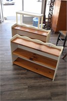 (2) Wooden Book Shelves & (1) Plastic Book Shelf