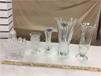 Crystal vases and brides basket