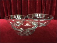 Pyrex Clear Glass Mixing Bowls 323, 325 & 326