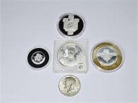 Commemorative Coins: Silver, 1964 Kennedy, Disney