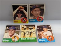 1963 Topps (5 Diff HOFrs) (Ron Santo Chicago Cubs)