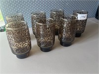 7 BROWN GLASSES 5 1/2" TALL