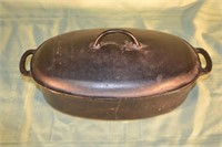 Griswold 3 cast iron oval roaster and lid
