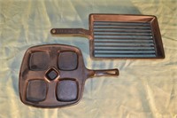 Cast iron lot:  258 A broiler, square sectioned sk