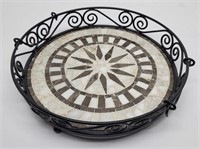 Mosaic Marble Star Tile Wrought Iron Tray