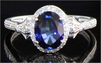 14kt Gold 1.90 ct Oval Sapphire & Diamond Ring