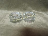 Small Ribbed Side Clear Glass Candleholders Blenko