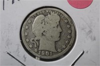 1901 Barber Silver Quarter