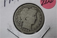 1904 Barber Silver Quarter