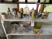 VTG Porcelain Planters & Yellow Depression Glass