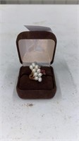 585 (14k) Pearl ring with ruby and diamond