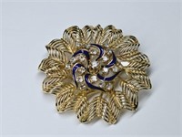 14.80 G 14Kt Gold Diamond, Enamel Victorian Brooch