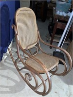 Vintage Wicker Back and Seat Large Rocking Chair