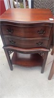 Mahogany Two Drawer Chinese Chippendale Nightstand