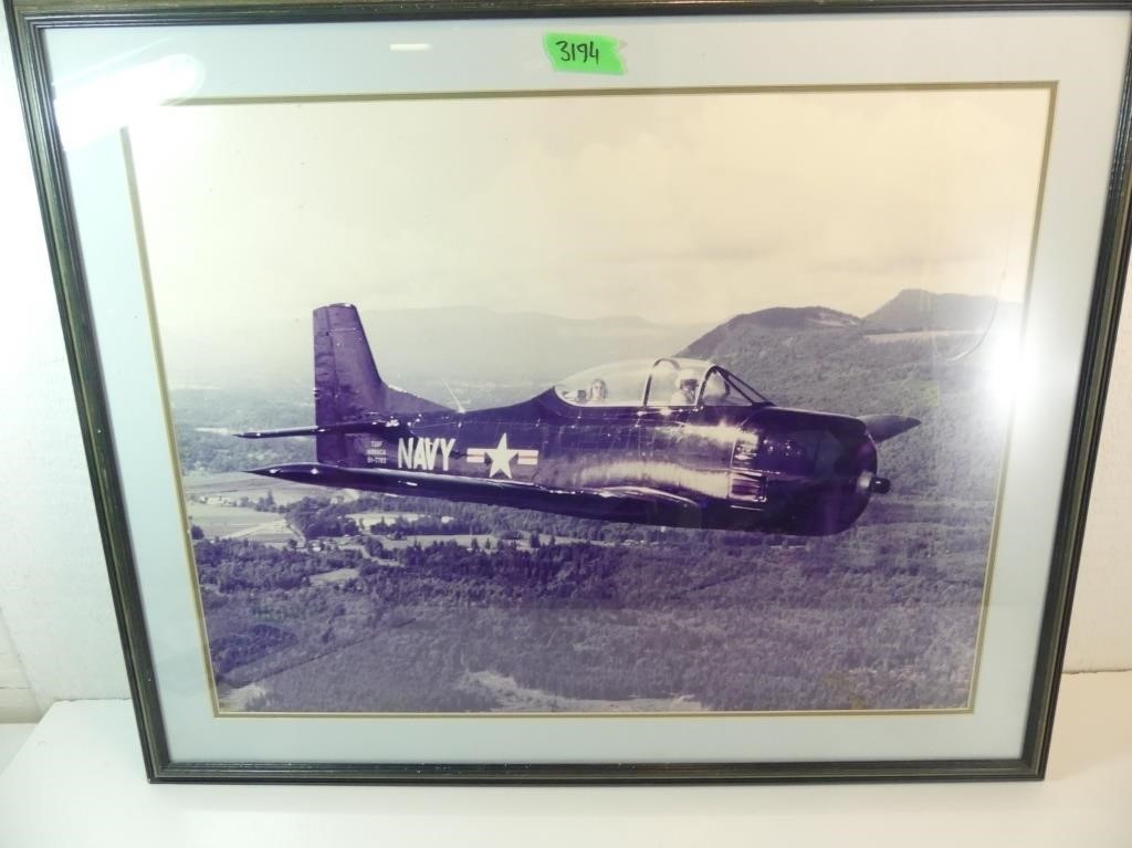 Vintage War Plane Picture under Glass 31x26"