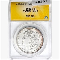 1902-O Morgan Silver Dollar ANACS MS63 VAM-26 Die
