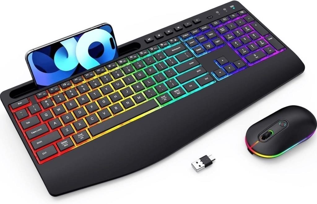 M436  VicTsing Wireless RGB Keyboard  Mouse with