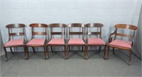 6x The Bid Mahogany Wood Upholstered Chairs