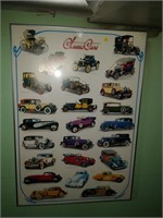 classic cars poster in frame 27x39