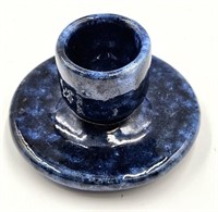 Miniature Cole Pottery Signed Blue Candle Holder