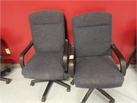 Two Upholstered Rolling Office Chairs