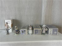 4pc Lladro Porcelain Figurines w/Boxes: Boy, Girls