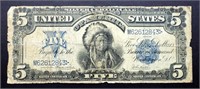 1899 $5 INDIAN CHIEF SILVER CERTIFICATE