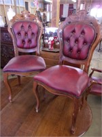 Tufted Leather Mahogany Side Chairs