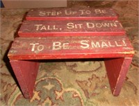 child size red wooden step stool