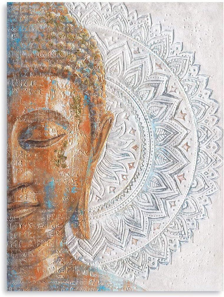 Gold Buddha Canvas Art: 3D Mandala 24x32