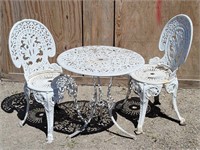 White Metal Patio Bistro Table & 2 Chairs