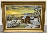 (RK) Swoboda Winter Oil Painting 44 1/2” x 32