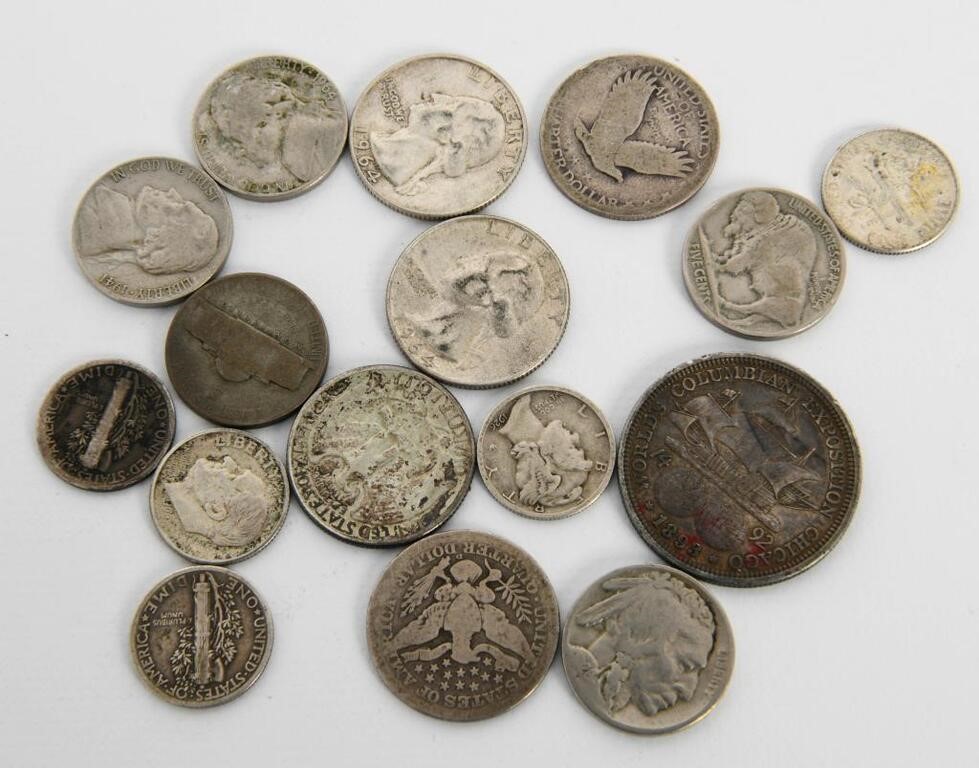 16 various Silver Coins .50 / .25 / .10 / .05