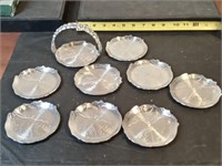 vtg cast aluminum coaster set with holder