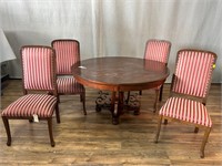 Round Table and 4 Chairs Red Stripe
