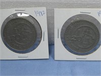 Two 1980's Mexico $20 Coins