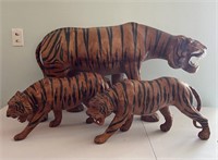 Leather Wrapped Tiger Family Set of Three