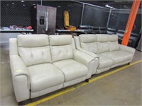 TWO PIECE LEATHER LOVE SEAT,  AND 3 CUSHION COUCH
