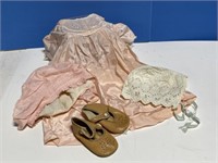 Vintage Baby Dress With Hat And Shoes