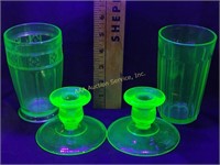 Uranium green depression glass - tumblers,