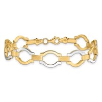 14K with Rhodium Fancy Link Bracelet