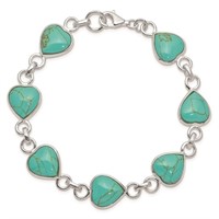 Sterling Silver Heart-shaped Turquoise Bracelet