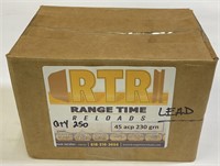 250 QTY RANGE TIME RELOADS 45 ACP 230 GR LEAD AMMO