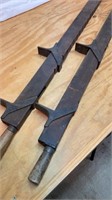 Two antique wood 36 inch bar clamps