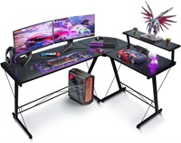 L-Shaped Gaming Desk 58.4  Corner Table with Stand