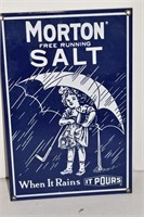 Vintage Porcelain Morton Salt Advertising Sign